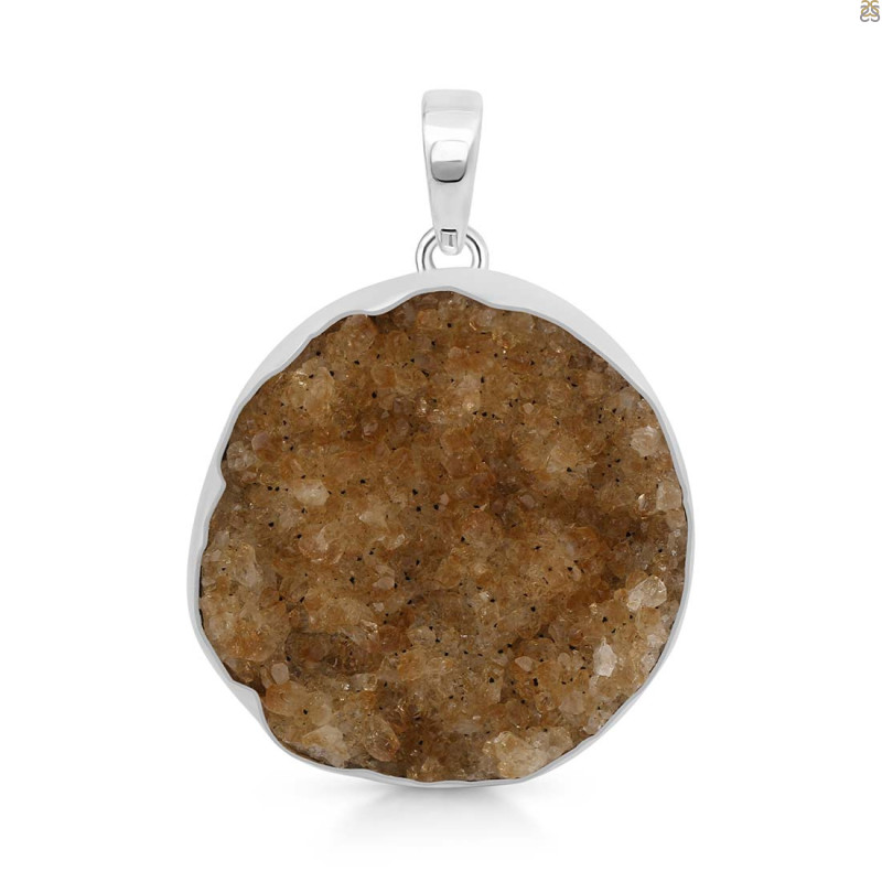 Citrine Druzy Pendant-SP CTD-1-12