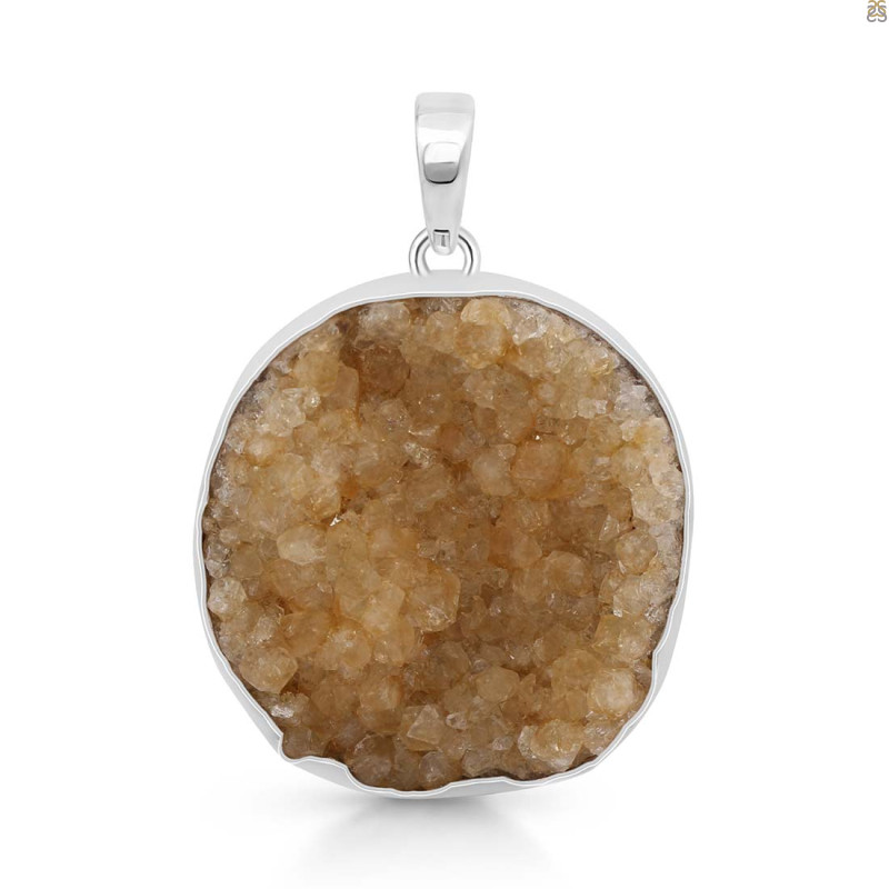 Citrine Druzy Pendant-SP CTD-1-19
