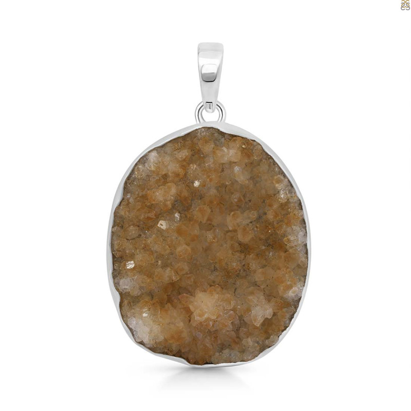Citrine Druzy Pendant-SP CTD-1-22
