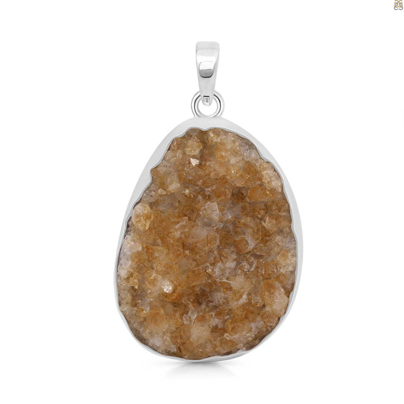 Citrine Druzy Pendant-SP CTD-1-25