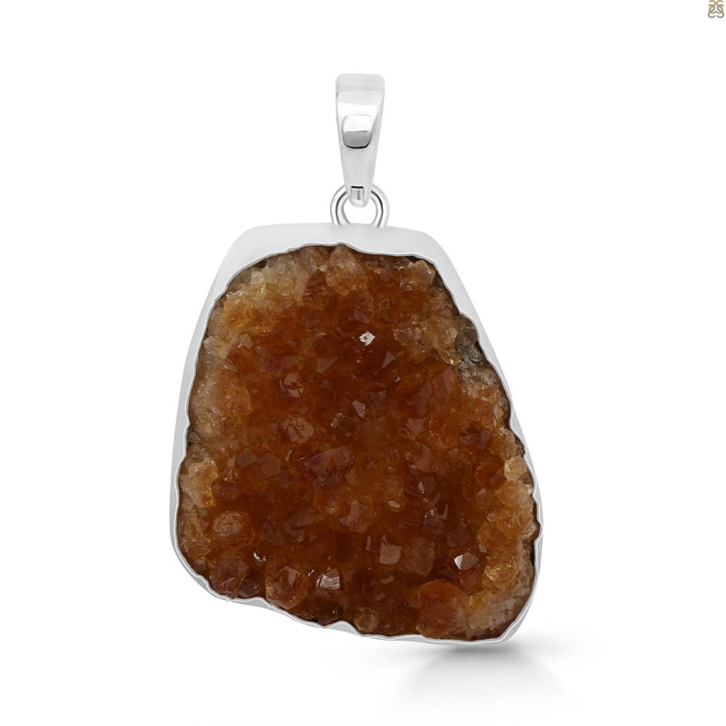 Citrine Druzy Pendant-SP CTD-1-41