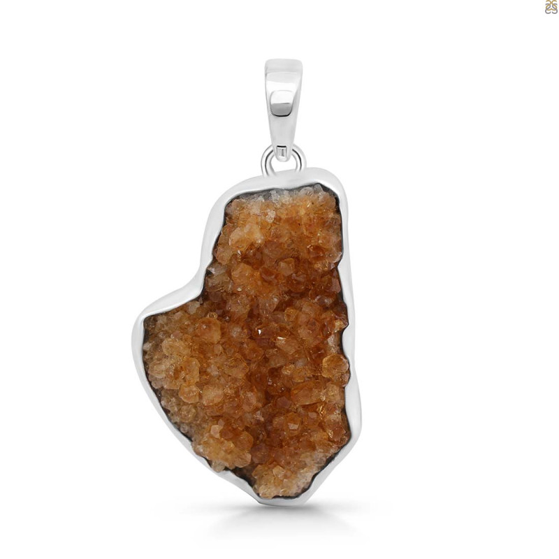 Citrine Druzy Pendant-SP CTD-1-43