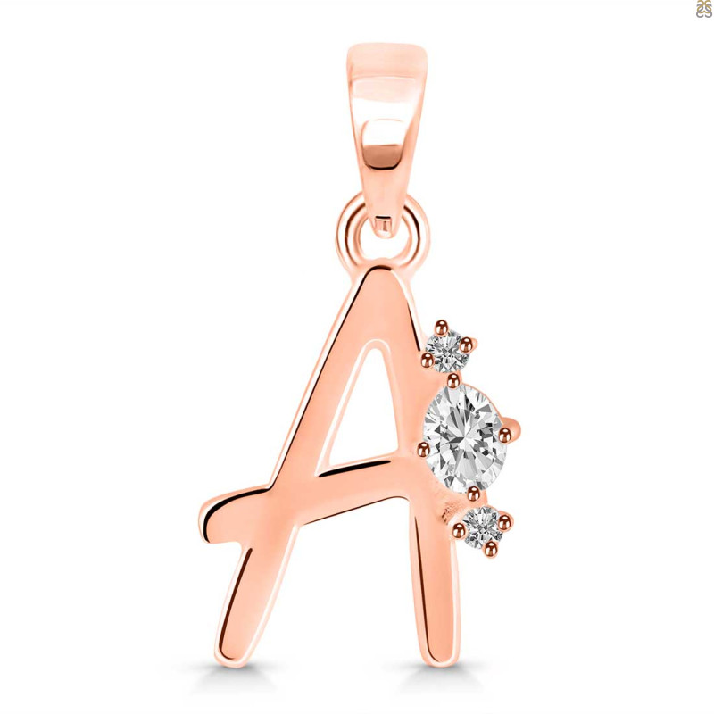 Cubic Zirconia Alphabet A Pendant CUZ-RDA-1.