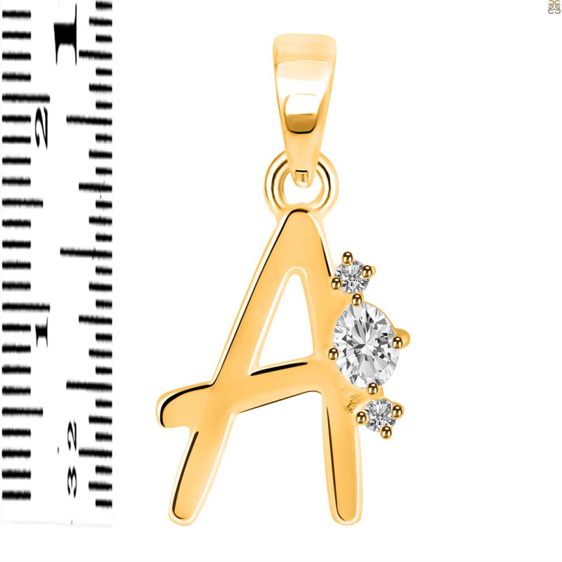 Cubic Zirconia Alphabet A Pendant CUZ-RDA-1.