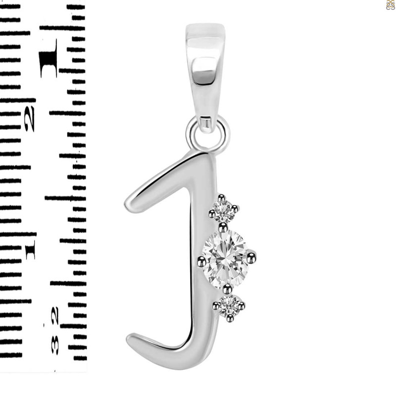 Cubic Zirconia Alphabet J Pendant CUZ-RDA-10.