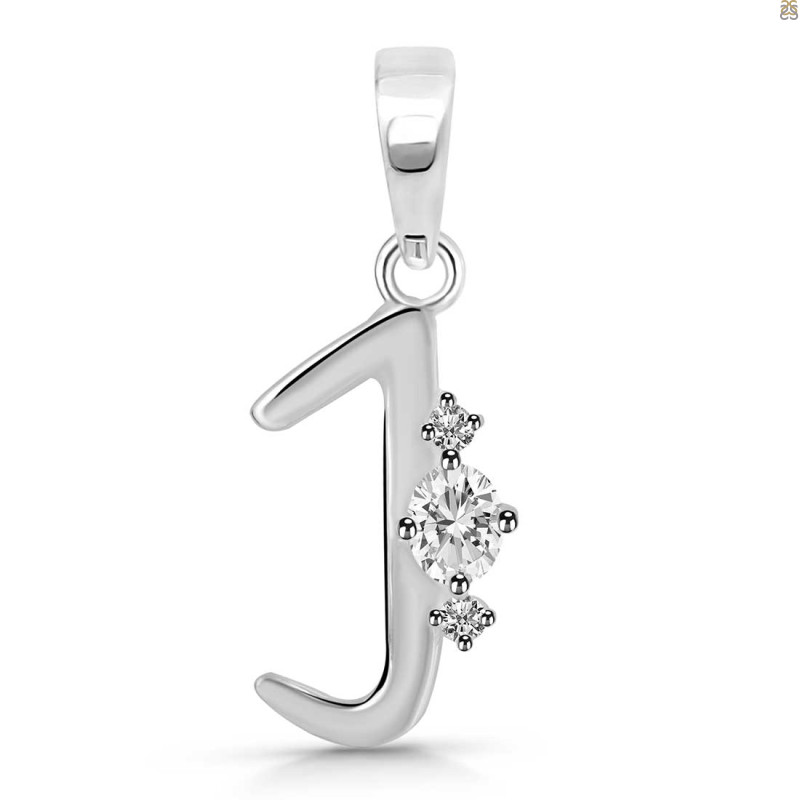 Cubic Zirconia Alphabet J Pendant CUZ-RDA-10.