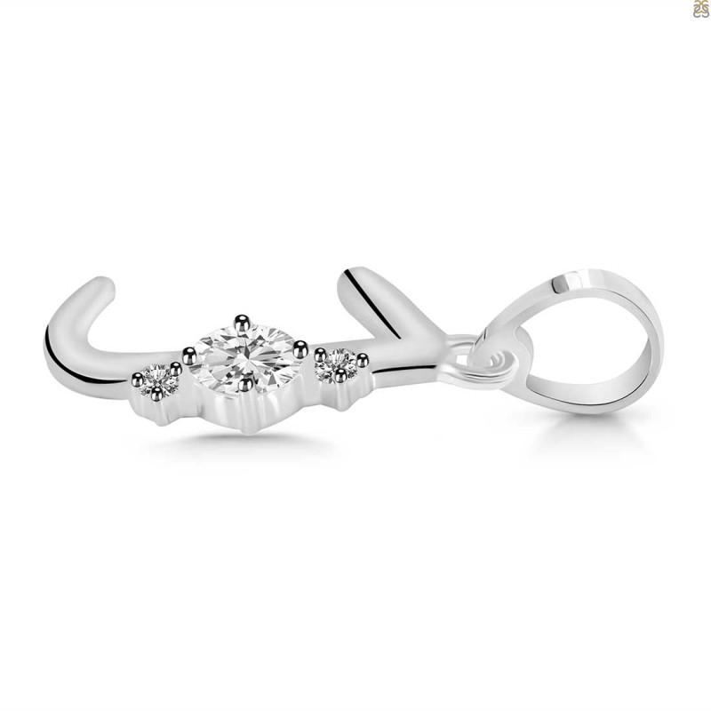 Cubic Zirconia Alphabet J Pendant