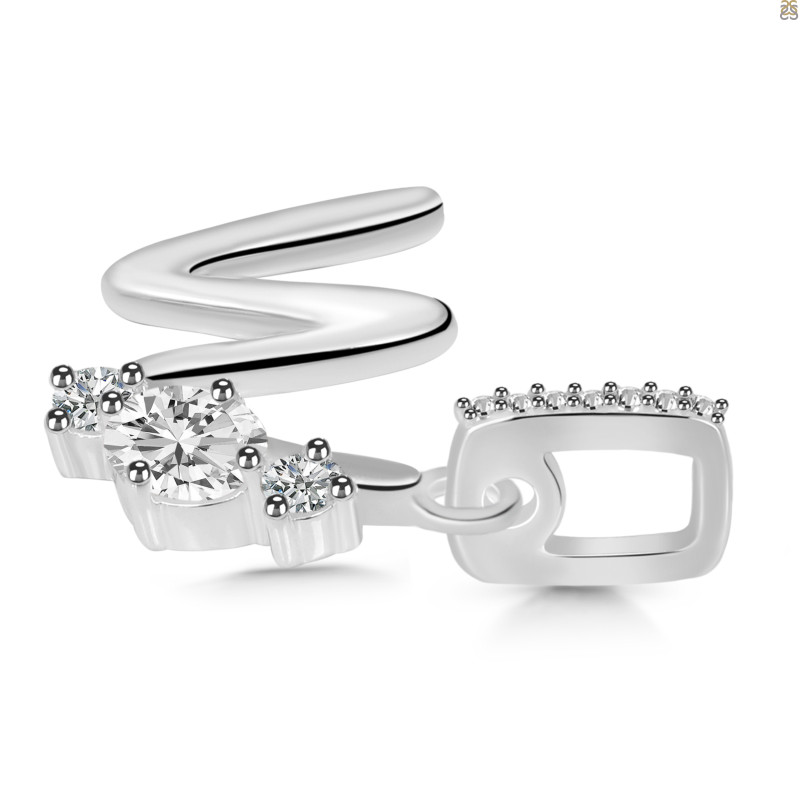 Cubic Zirconia Alphabet W Pendant