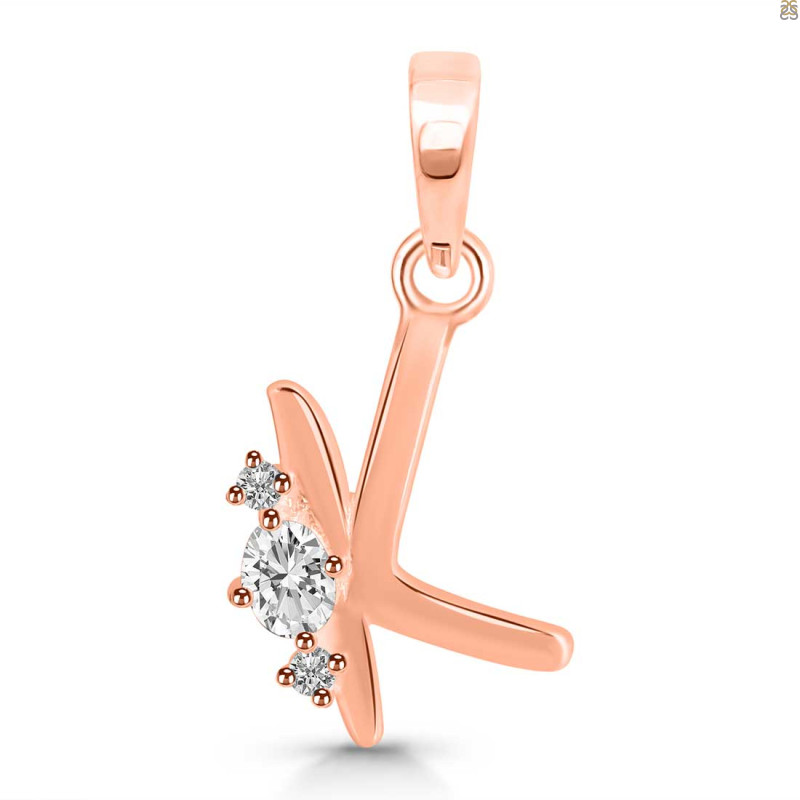 Cubic Zirconia Alphabet K Pendant CUZ-RDA-11.