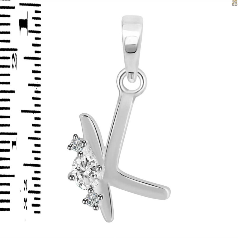Cubic Zirconia Alphabet K Pendant CUZ-RDA-11.