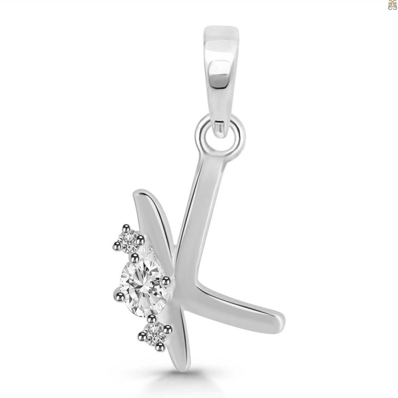 Cubic Zirconia Alphabet K Pendant CUZ-RDA-11.