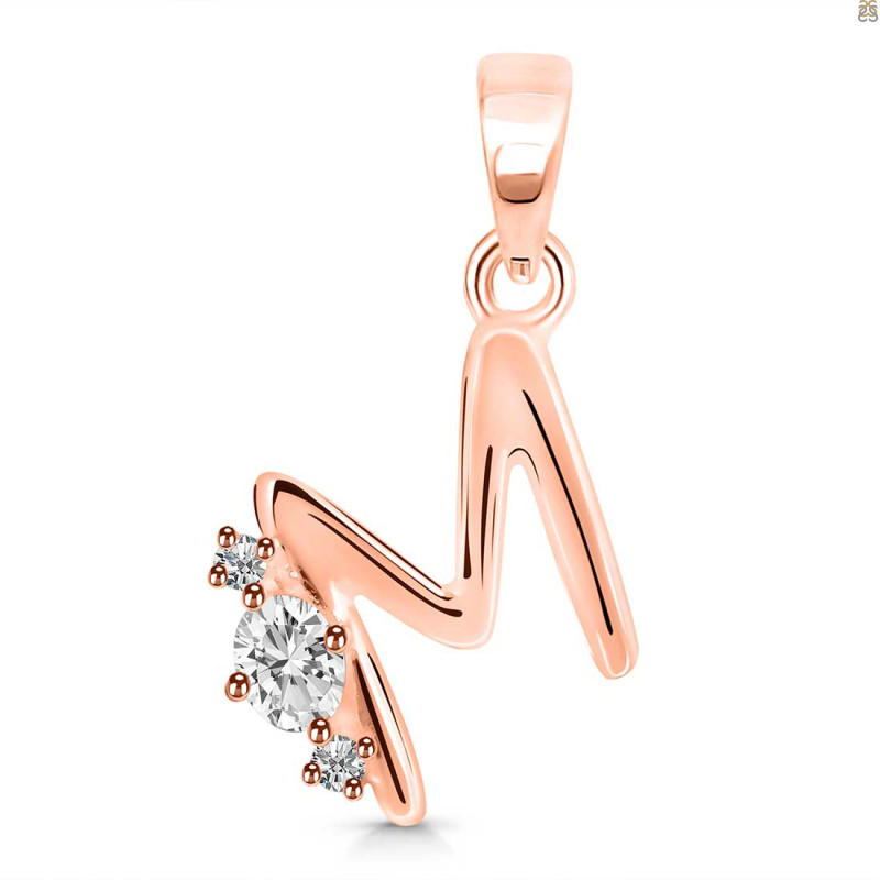 Cubic Zirconia Alphabet M Pendant CUZ-RDA-13.
