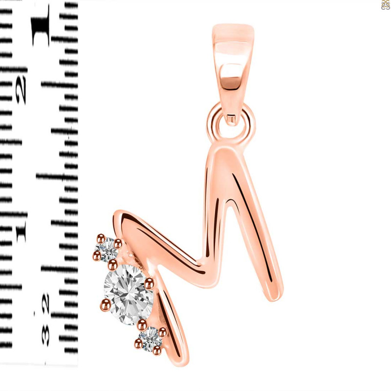 Cubic Zirconia Alphabet M Pendant CUZ-RDA-13.