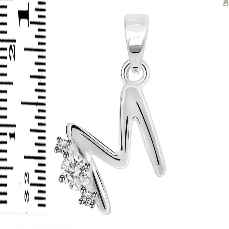Cubic Zirconia Alphabet M Pendant CUZ-RDA-13.