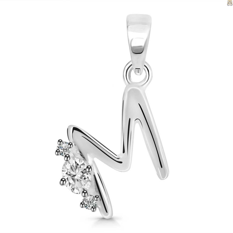 Cubic Zirconia Alphabet M Pendant CUZ-RDA-13.