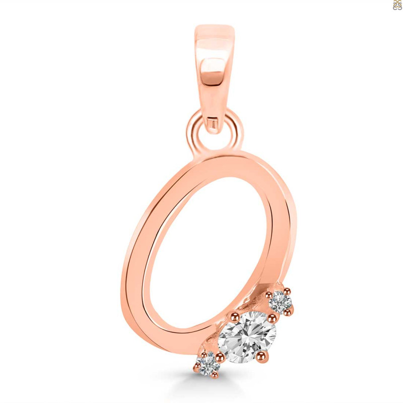 Cubic Zirconia Alphabet O Pendant CUZ-RDA-15.