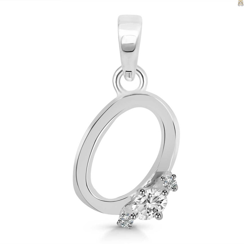 Cubic Zirconia Alphabet O Pendant CUZ-RDA-15.