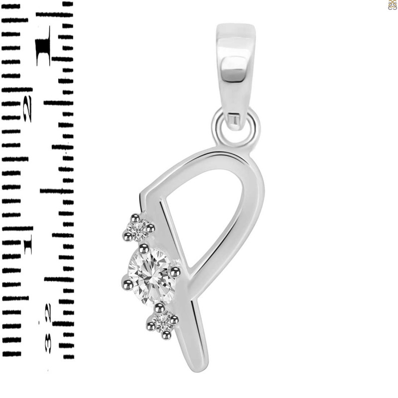 Cubic Zirconia Alphabet P Pendant CUZ-RDA-16.