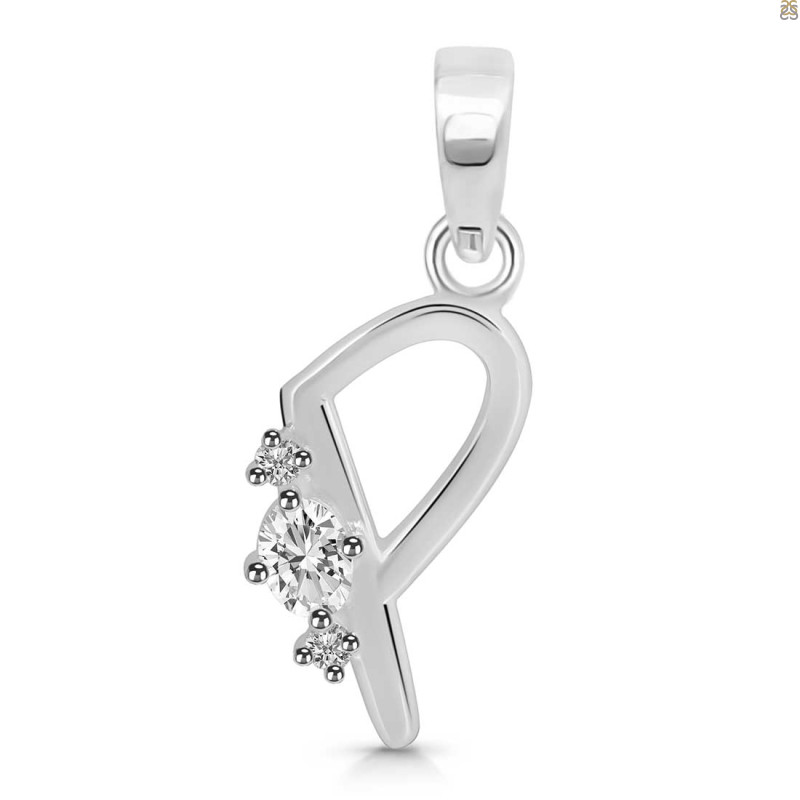 Cubic Zirconia Alphabet P Pendant CUZ-RDA-16.