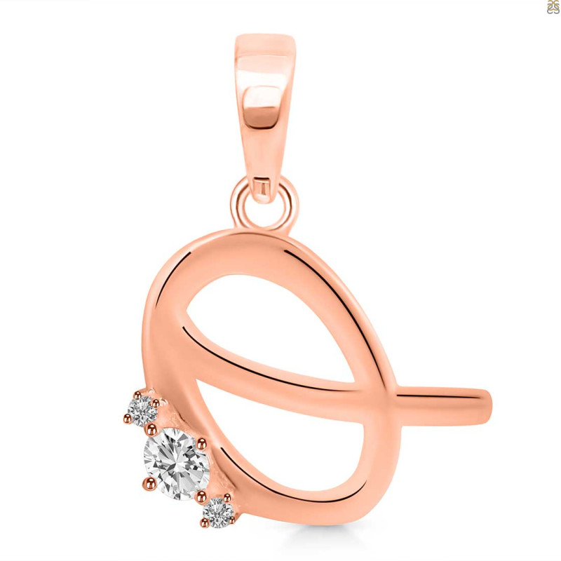 Cubic Zirconia Alphabet Q Pendant CUZ-RDA-17.