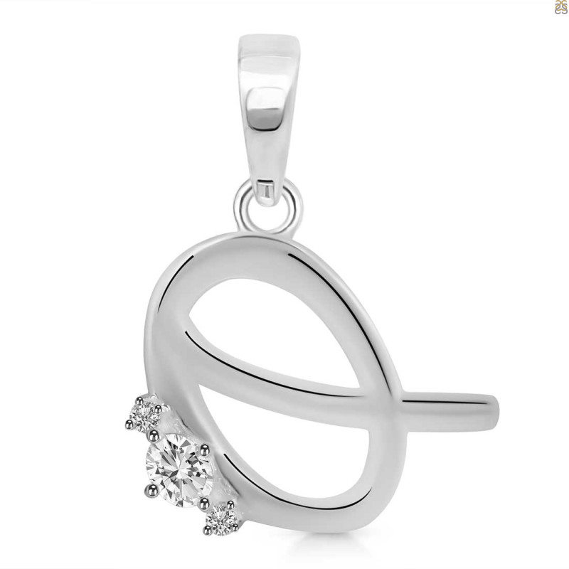 Cubic Zirconia Alphabet Q Pendant CUZ-RDA-17.
