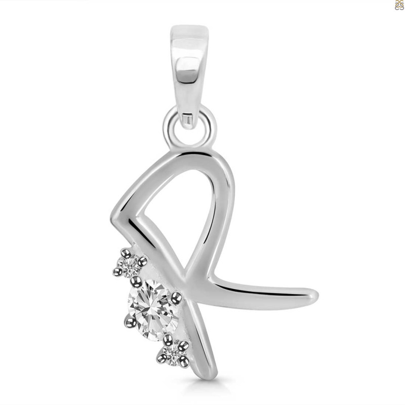 Cubic Zirconia Alphabet R Pendant CUZ-RDA-18.