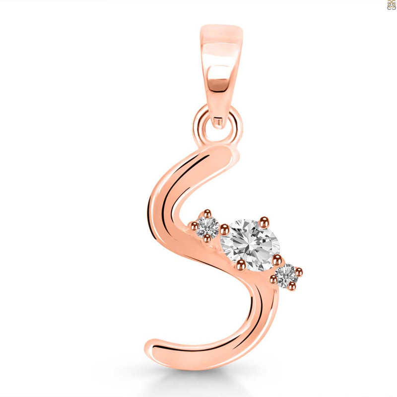 Cubic Zirconia Alphabet S Pendant CUZ-RDA-19.