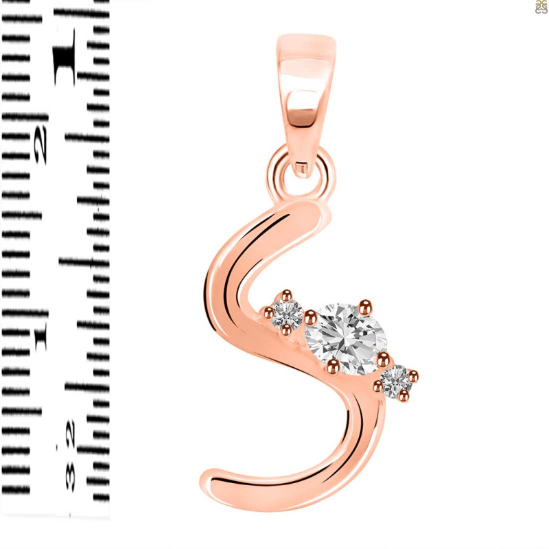 Cubic Zirconia Alphabet S Pendant CUZ-RDA-19.
