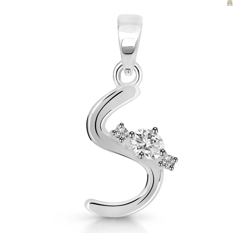 Cubic Zirconia Alphabet S Pendant CUZ-RDA-19.