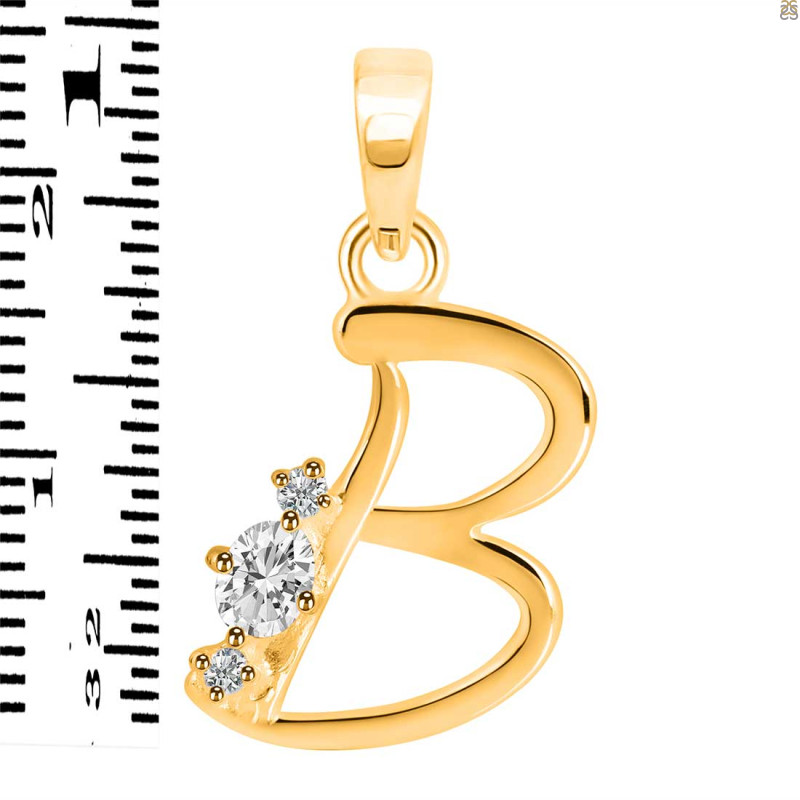 Cubic Zirconia Alphabet B Pendant CUZ-RDA-2.