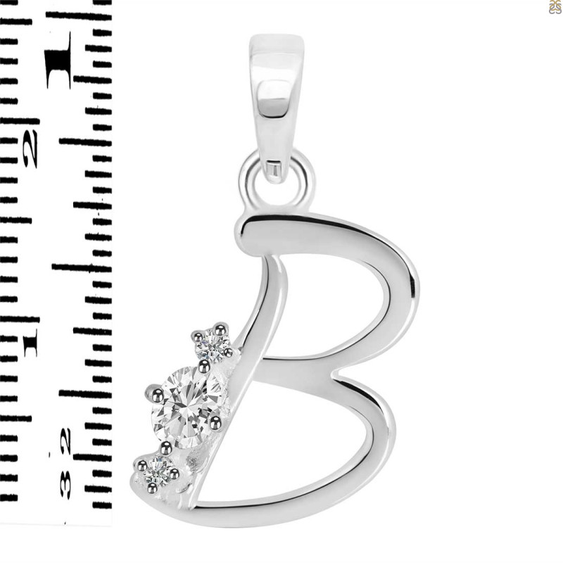Cubic Zirconia Alphabet B Pendant CUZ-RDA-2.