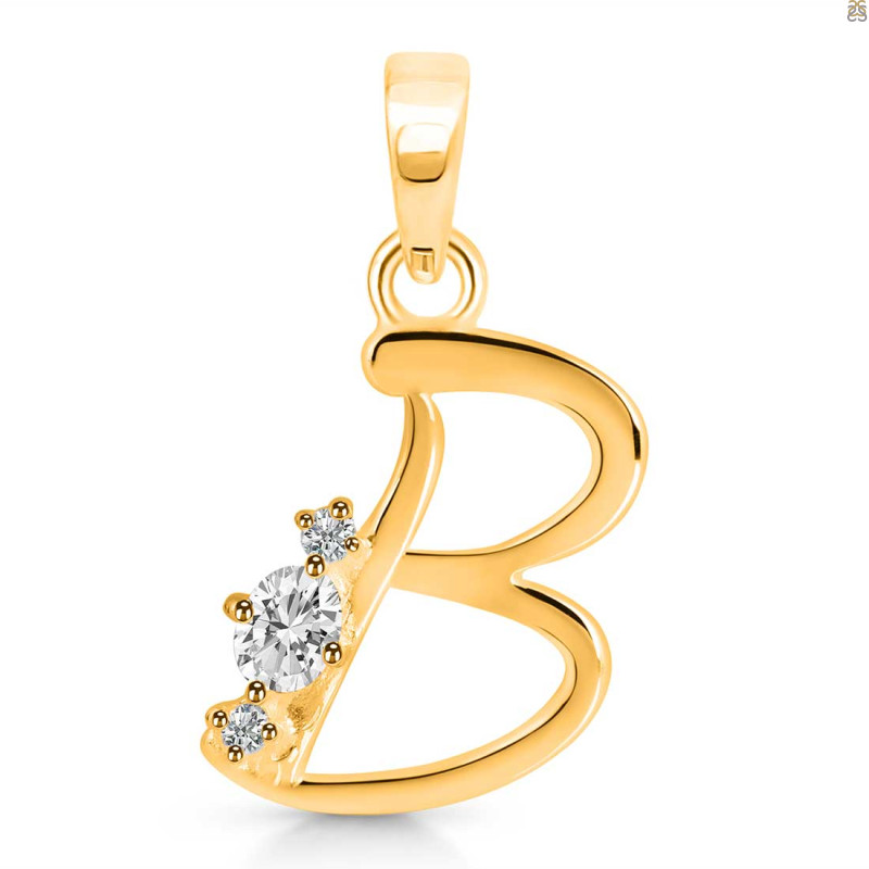 Cubic Zirconia Alphabet B Pendant CUZ-RDA-2.