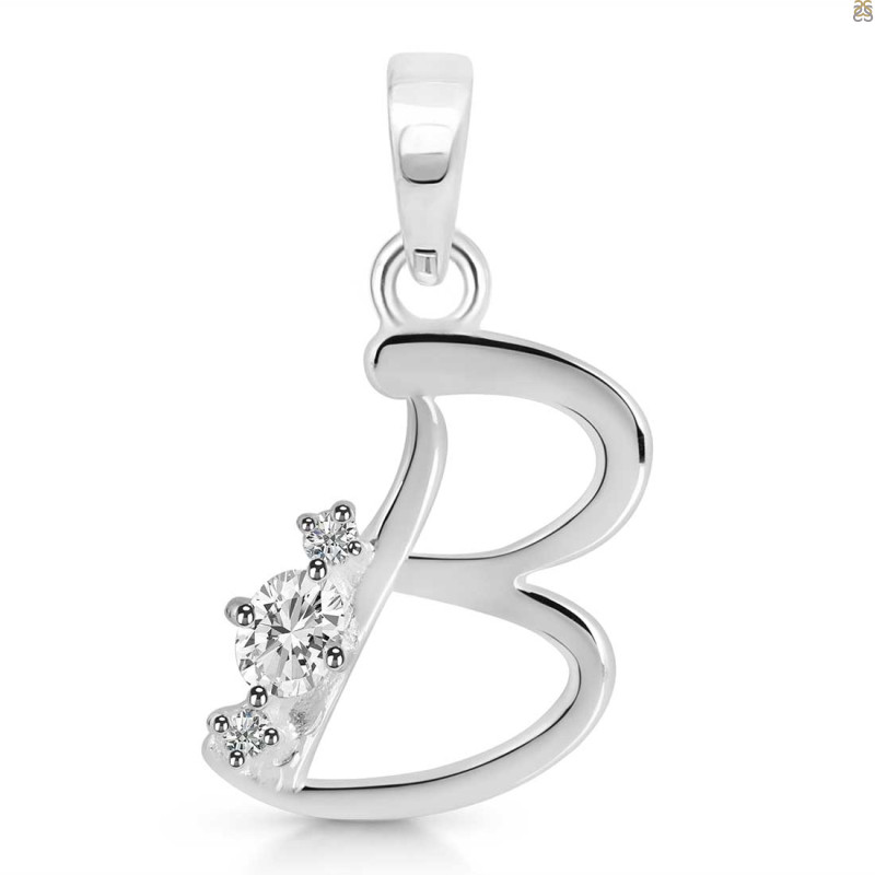 Cubic Zirconia Alphabet B Pendant CUZ-RDA-2.