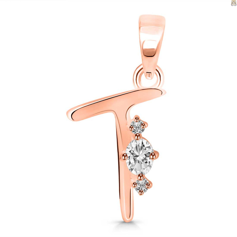 Cubic Zirconia Alphabet T Pendant CUZ-RDA-20.