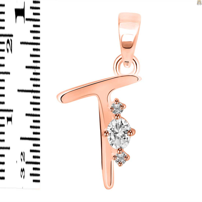 Cubic Zirconia Alphabet T Pendant CUZ-RDA-20.