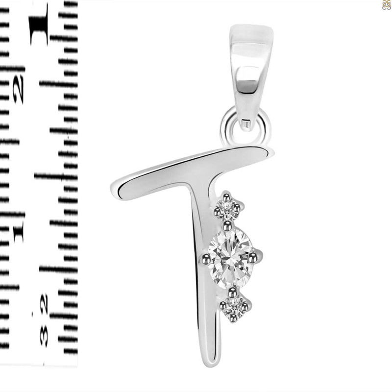 Cubic Zirconia Alphabet T Pendant CUZ-RDA-20.