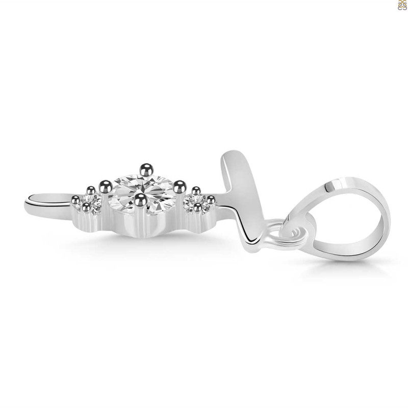 Cubic Zirconia Alphabet T Pendant