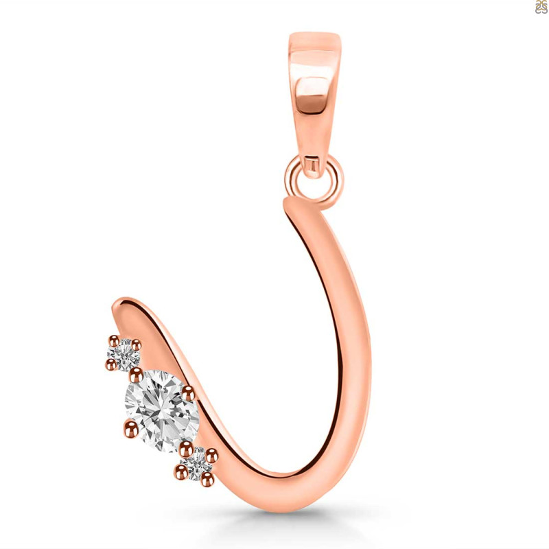 Cubic Zirconia Alphabet U Pendant CUZ-RDA-21.
