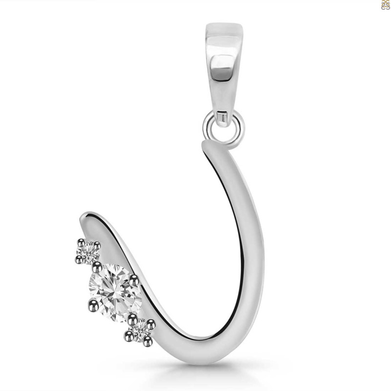 Cubic Zirconia Alphabet U Pendant CUZ-RDA-21.