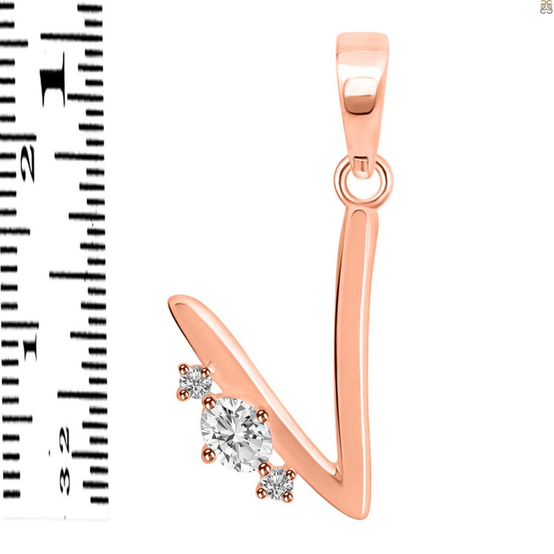 Cubic Zirconia Alphabet V Pendant CUZ-RDA-22.