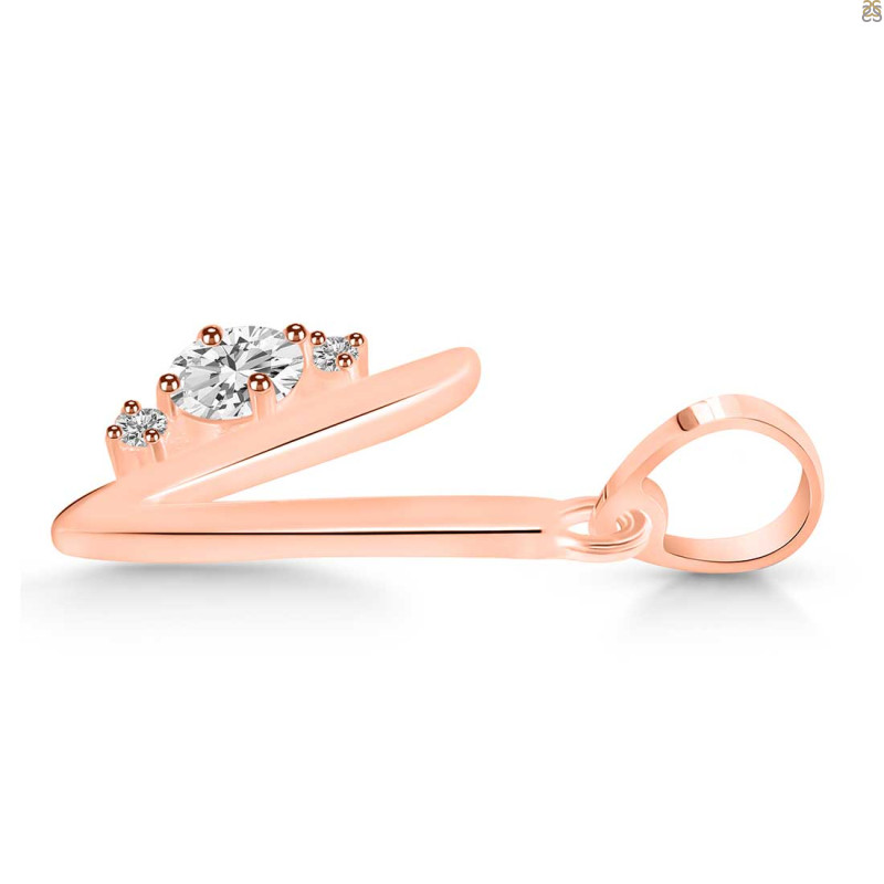Cubic Zirconia Alphabet V Pendant CUZ-RDA-22.