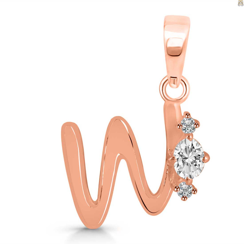 Cubic Zirconia Alphabet W Pendant CUZ-RDA-23.
