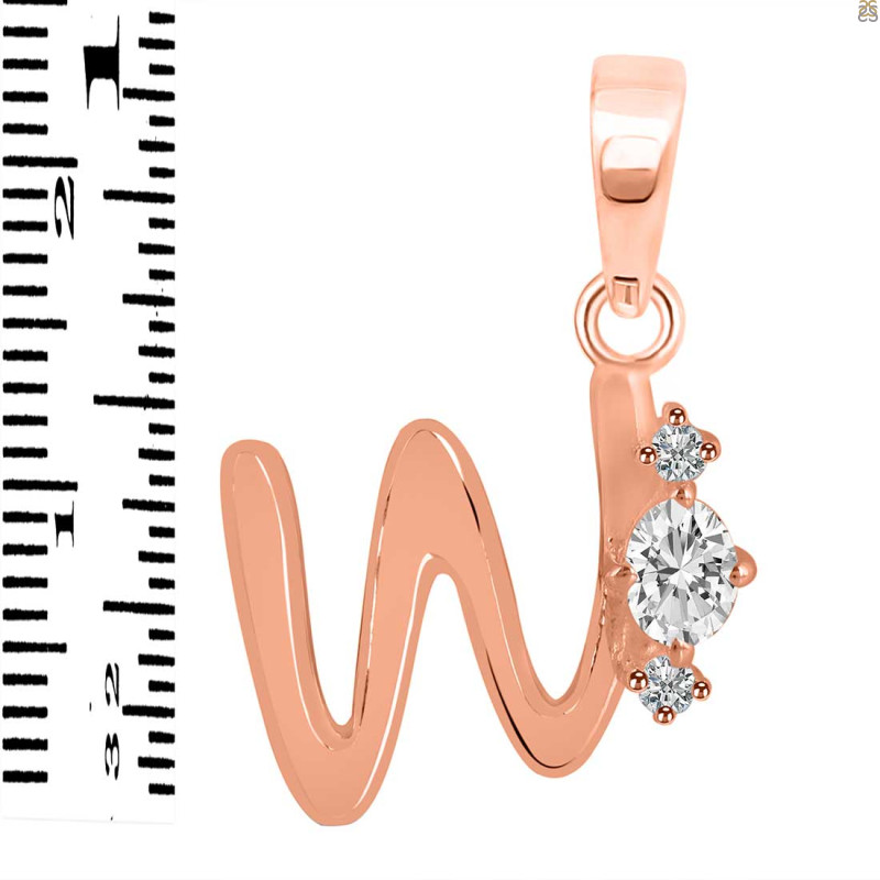 Cubic Zirconia Alphabet W Pendant CUZ-RDA-23.