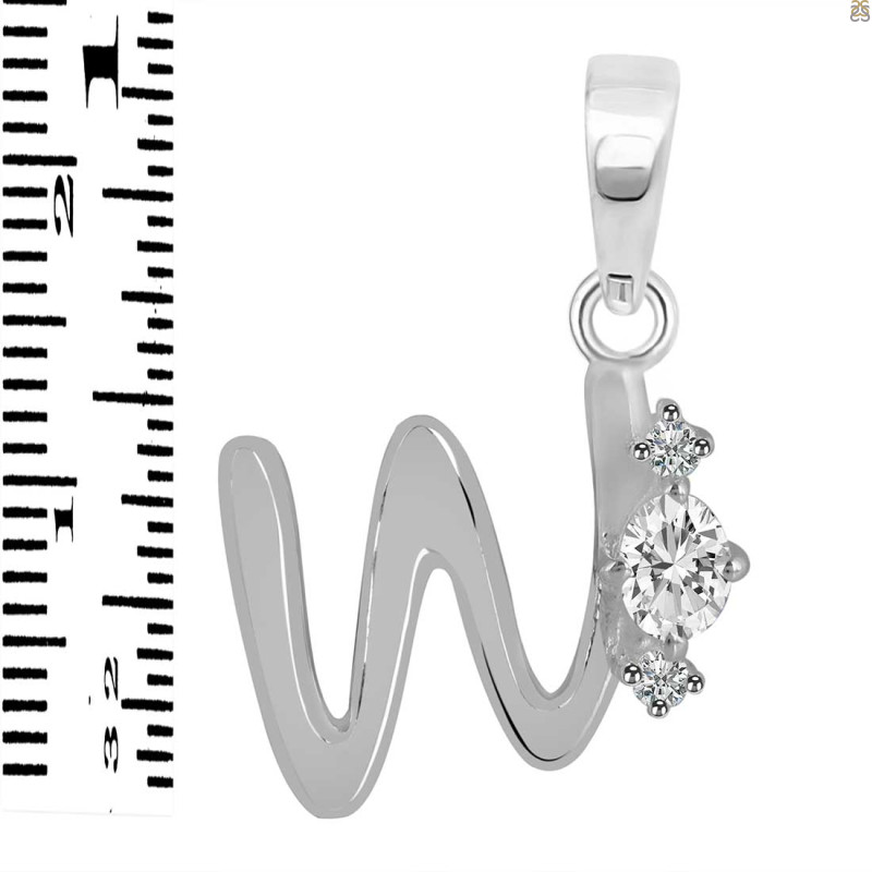 Cubic Zirconia Alphabet W Pendant CUZ-RDA-23.