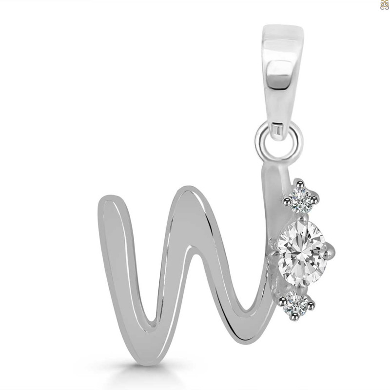 Cubic Zirconia Alphabet W Pendant CUZ-RDA-23.