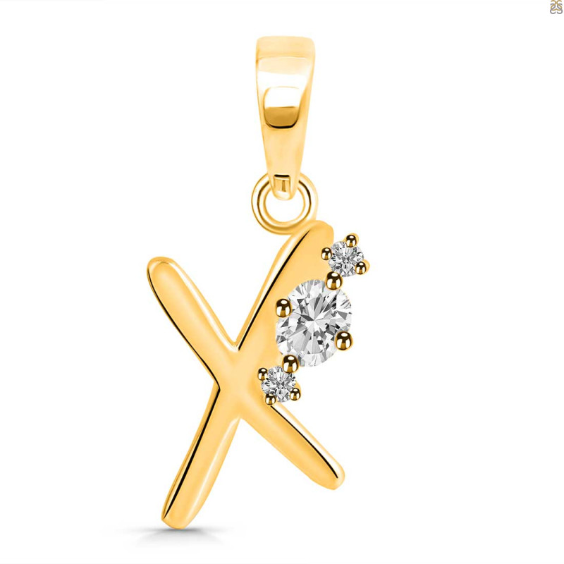Cubic Zirconia Alphabet X Pendant CUZ-RDA-24.