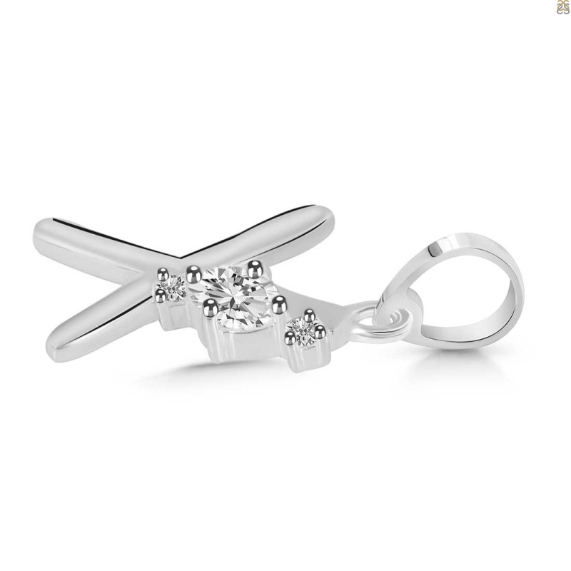 Cubic Zirconia Alphabet X Pendant