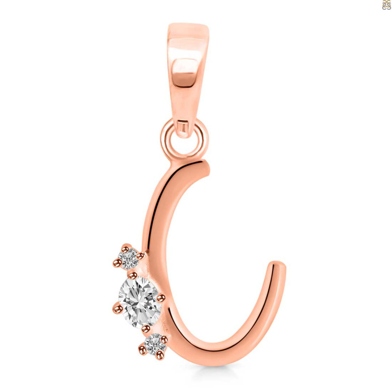 Cubic Zirconia Alphabet C Pendant CUZ-RDA-3.