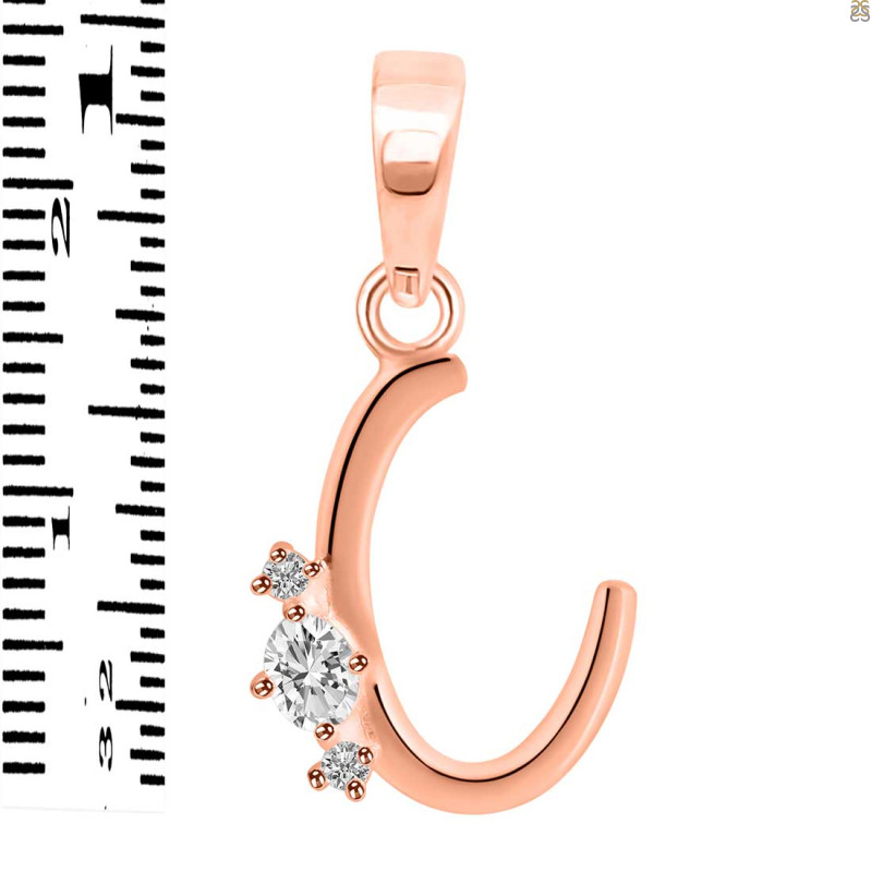 Cubic Zirconia Alphabet C Pendant CUZ-RDA-3.