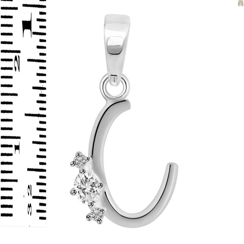 Cubic Zirconia Alphabet C Pendant CUZ-RDA-3.